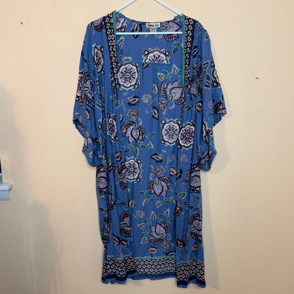 Gypsy love floral boho kimono-style cardigan women’s size medium